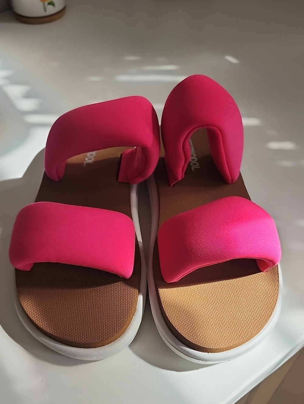 Women's Hot Pink Padded Slide Sandals